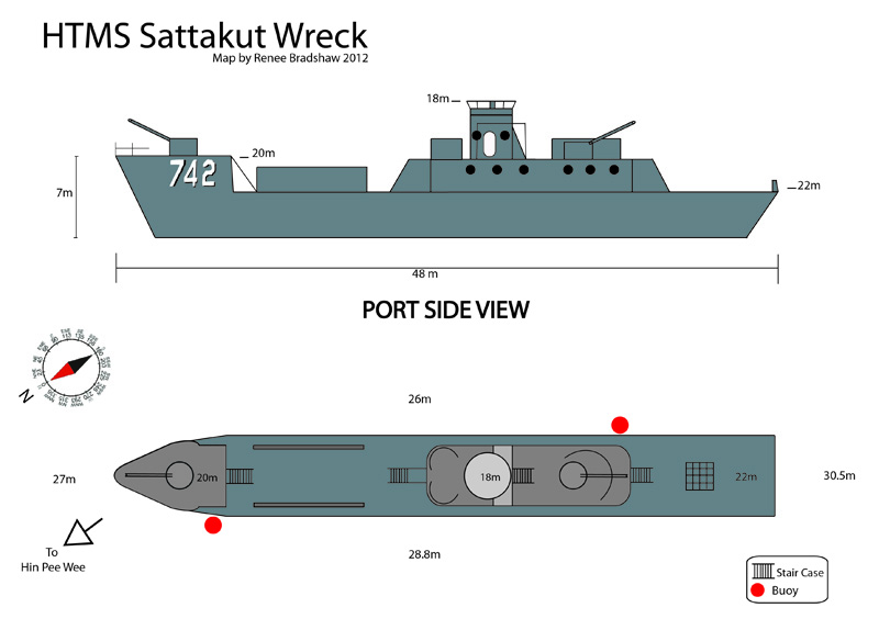 HTMS Sattakut dive site map 