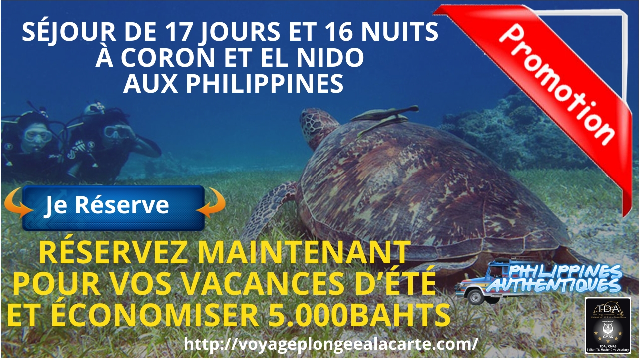 SÉJOUR DE 17 JOURS ET 16 NUITS À CORON ET EL NIDO AUX PHILIPPINES OFFRE